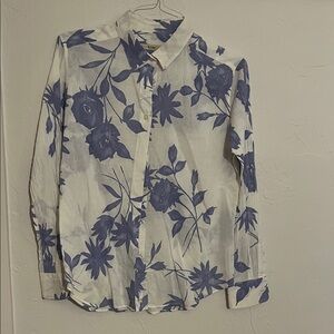 Etro White Shirt with Blue Floral Motif